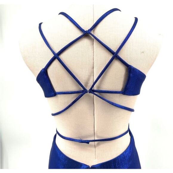 Ellie Wilde By Mon Cheri Metallic Blue Mermaid Prom Dress 10 Bridesmaid NEW - Picture 5 of 10